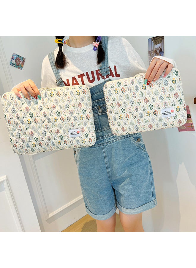 Korean Style Simple Shockproof Ipad Tablet Bag Macbook13 Inch Cute Floral Laptop Sleeve Bag Ins-Color:Red Heart-Dimensions:Large - Image 2